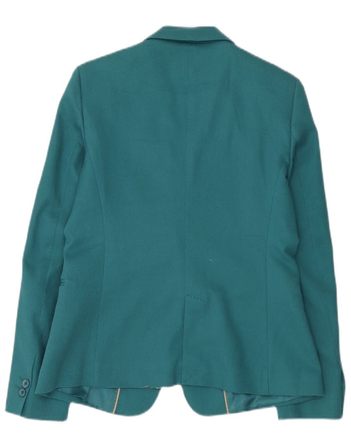Massimo Dutti Womens 1 Button Blazer Jacket EU 40 Medium Blue Cotton