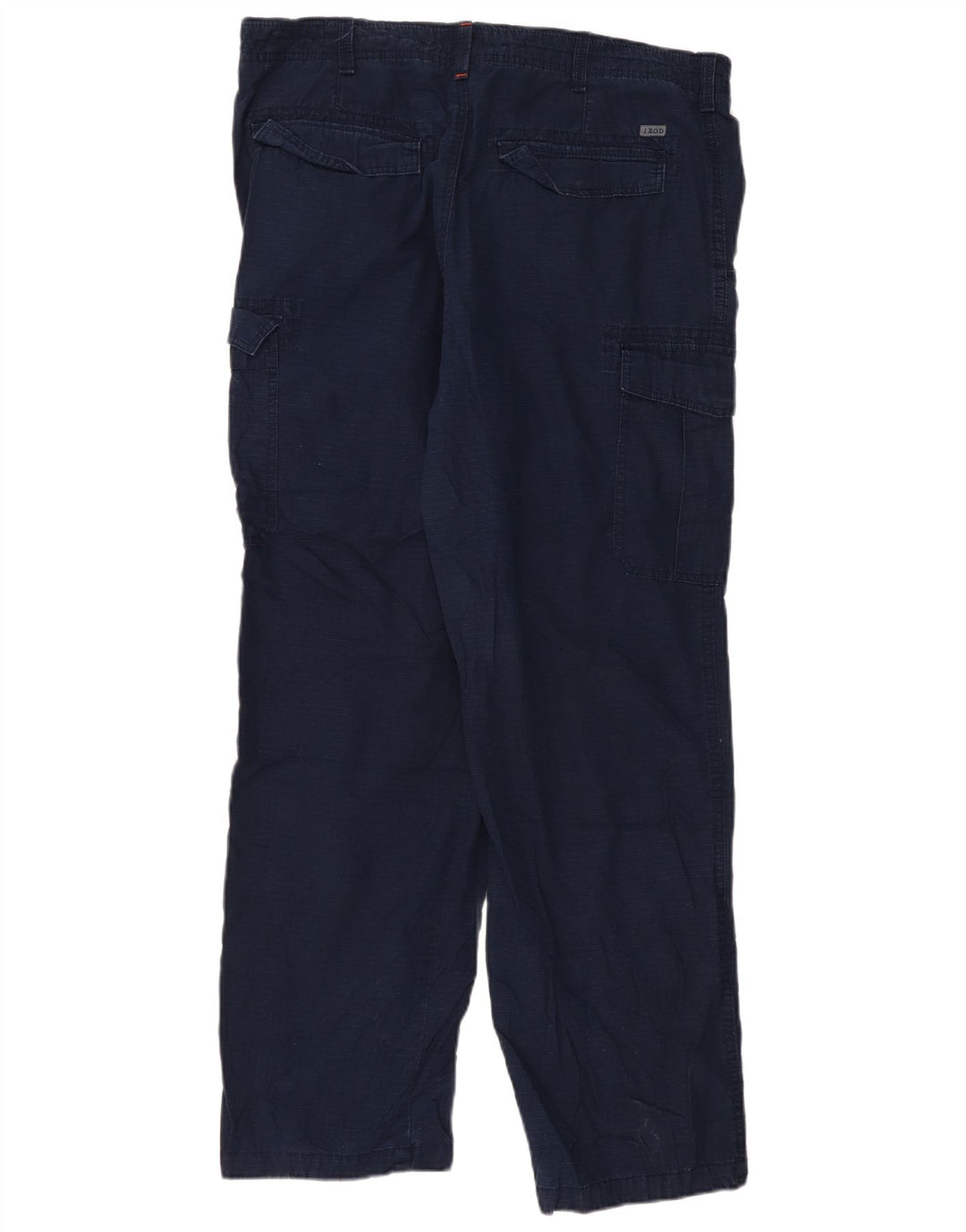 Izod Mens Straight Cargo Trousers W36 L32 Navy Blue Cotton