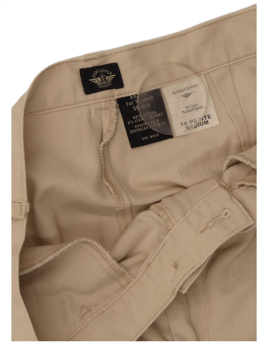Dockers Womens High Waist Casual Trousers US 14 XL W34 L27 Beige Cotton
