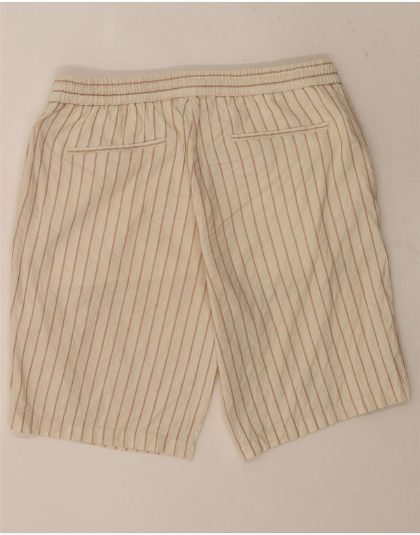 Zara Mens Chino Shorts Large W32 Beige Striped Cotton
