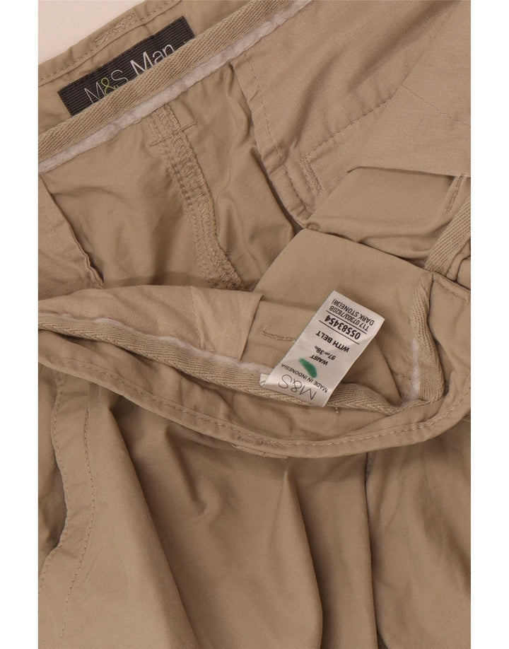 Marks & Spencer Mens Cargo Shorts W38 XL Beige Cotton