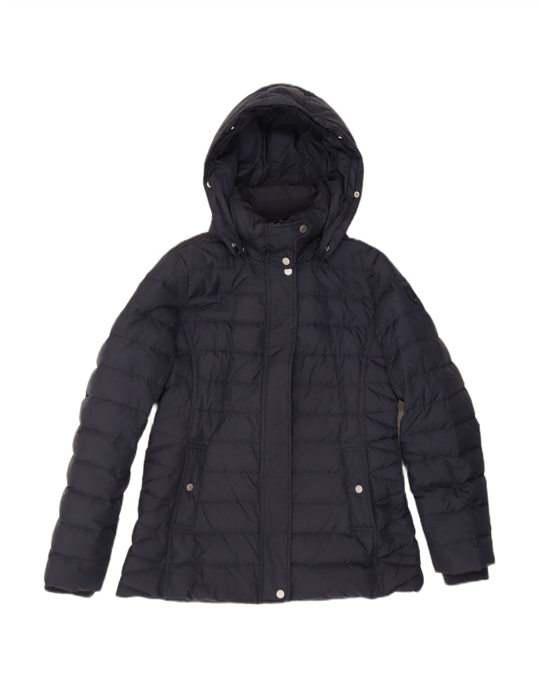 TOMMY HILFIGER Womens Hooded Padded Jacket UK 16 Large Navy Blue Polyester