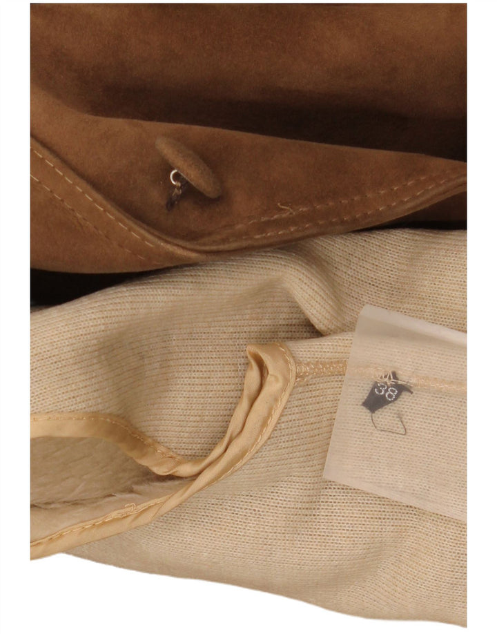 VINTAGE Womens Sherpa Suede Overcoat EU 38 Medium Beige