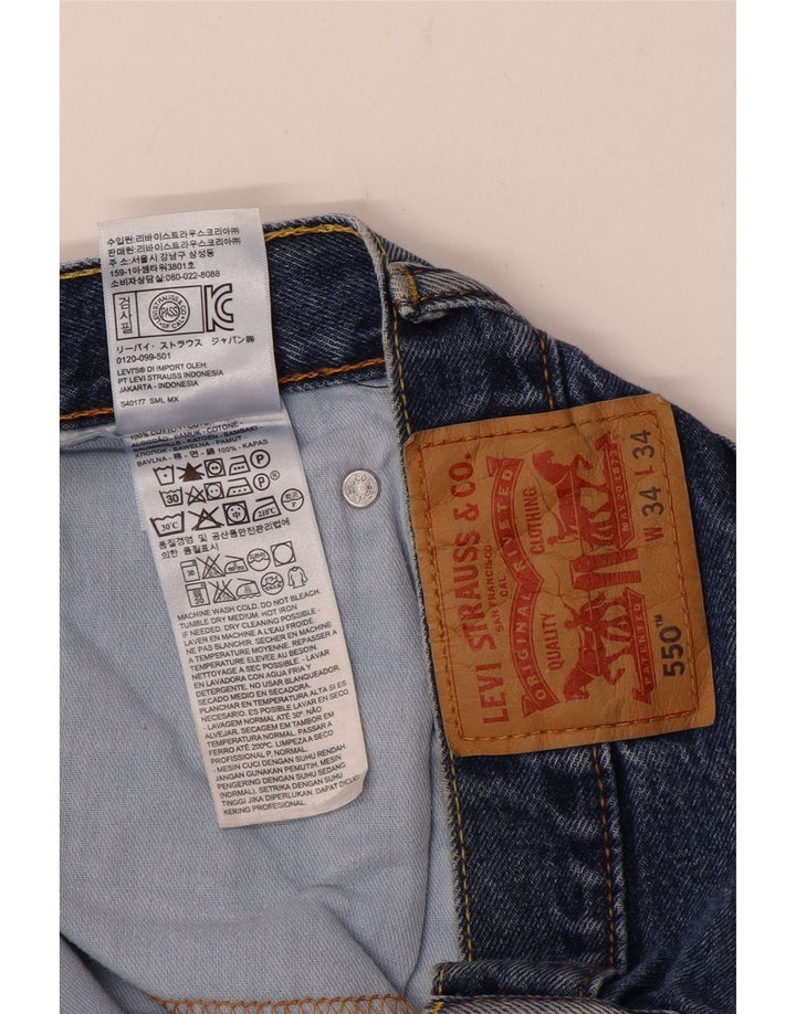 LEVI'S Mens 550 Relaxed Fit Straight Jeans W34 L34 Blue Cotton