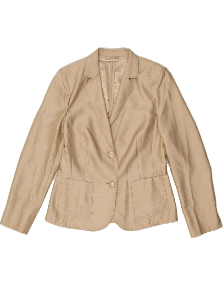 BASLER Womens 2 Button Blazer Jacket UK 12 Medium  Beige Polyester Vintage Basler and Second-Hand Basler from Messina Hembry 