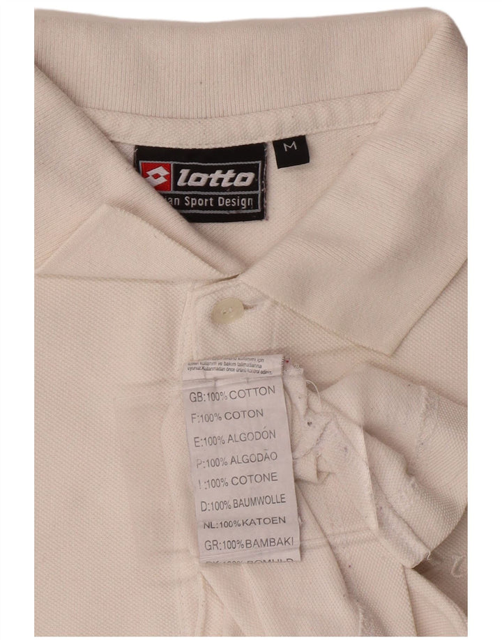 LOTTO Mens Long Sleeve Polo Shirt Medium White Cotton