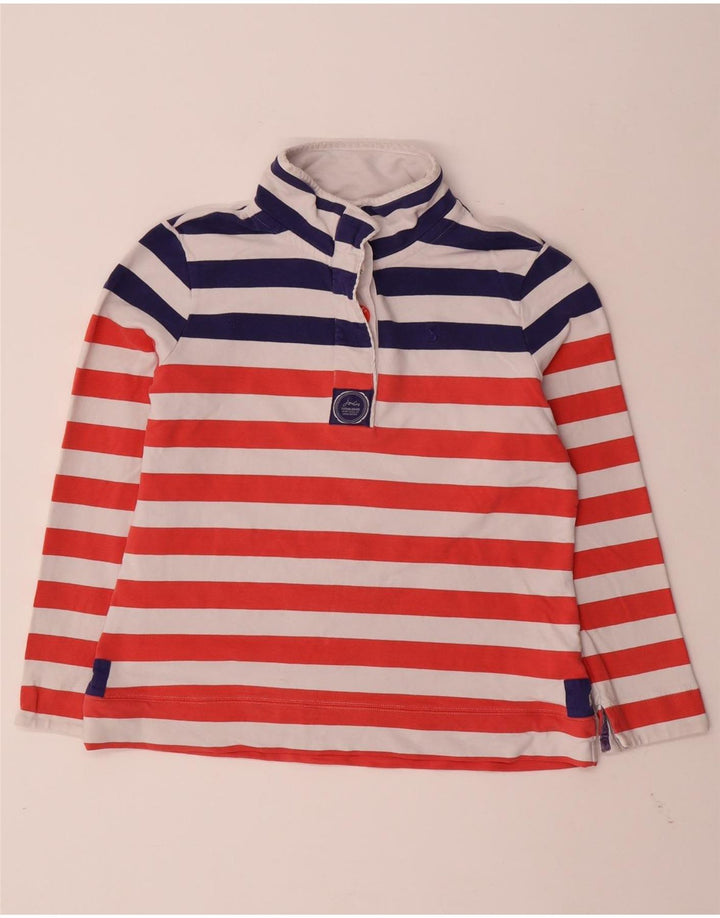 JOULES Womens Button Neck Sweatshirt Jumper UK 12 Medium Red Striped