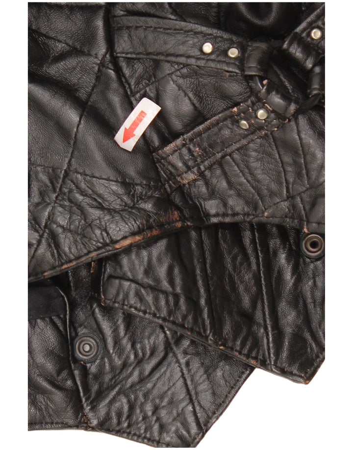 Vintage Womens Bomber Leather Jacket UK 12 Medium Black Leather