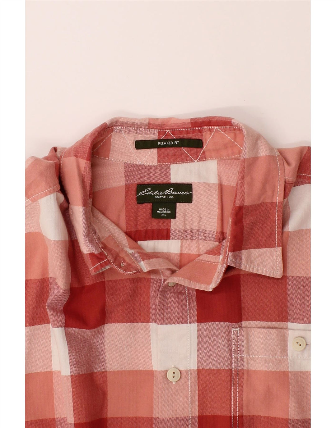 EDDIE BAUER Mens Relaxed Fit Shirt 2XL Red Check Cotton Vintage Eddie Bauer and Second-Hand Eddie Bauer from Messina Hembry 