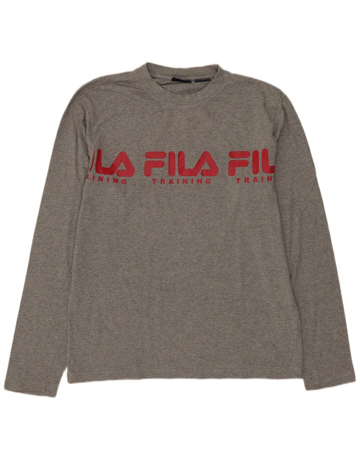 Fila Mens Graphic Top Long Sleeve Medium Grey Cotton