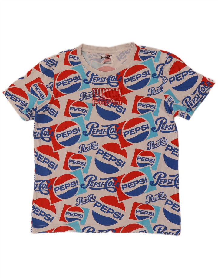 Puma Mens Graphic T-Shirt Top Medium White Cotton