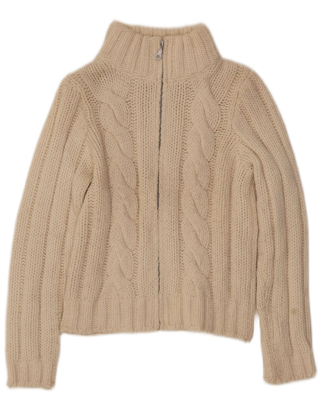 Benetton Womens Cardigan Sweater UK 14 Large Off White Wool