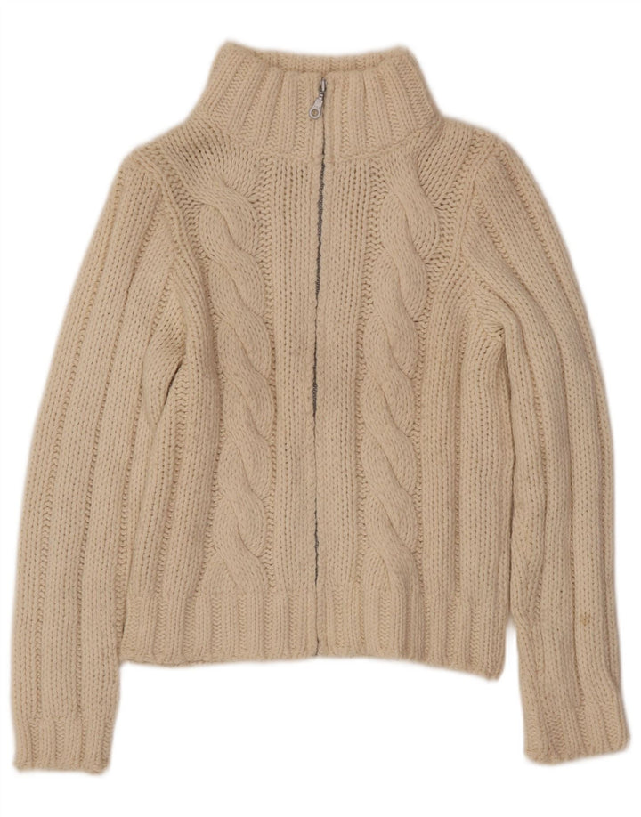 Benetton Womens Cardigan Sweater UK 14 Large Off White Wool