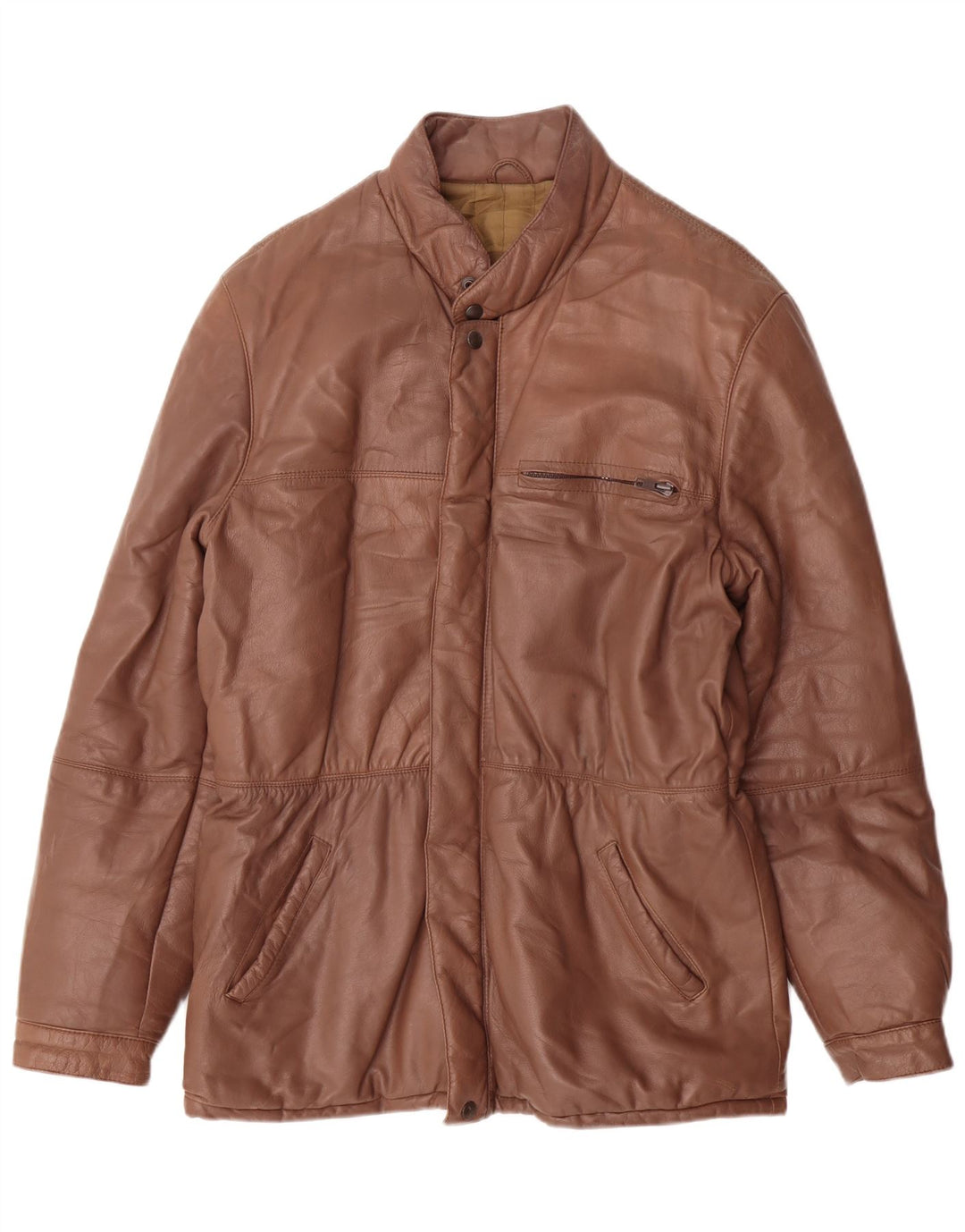 Vintage Womens Leather Jacket IT 50 XL Brown