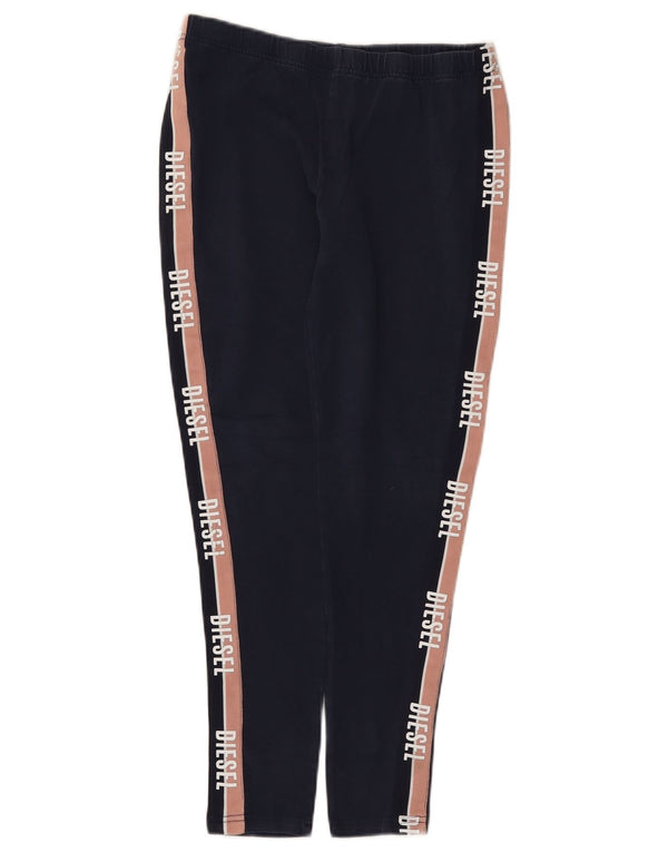 Diesel Womens Graphic Crop Leggings UK 12 Medium Navy Blue Colourblock