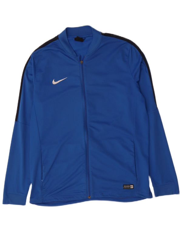 NIKE Mens Dri Fit Tracksuit Top Jacket XL Blue Colourblock Polyester