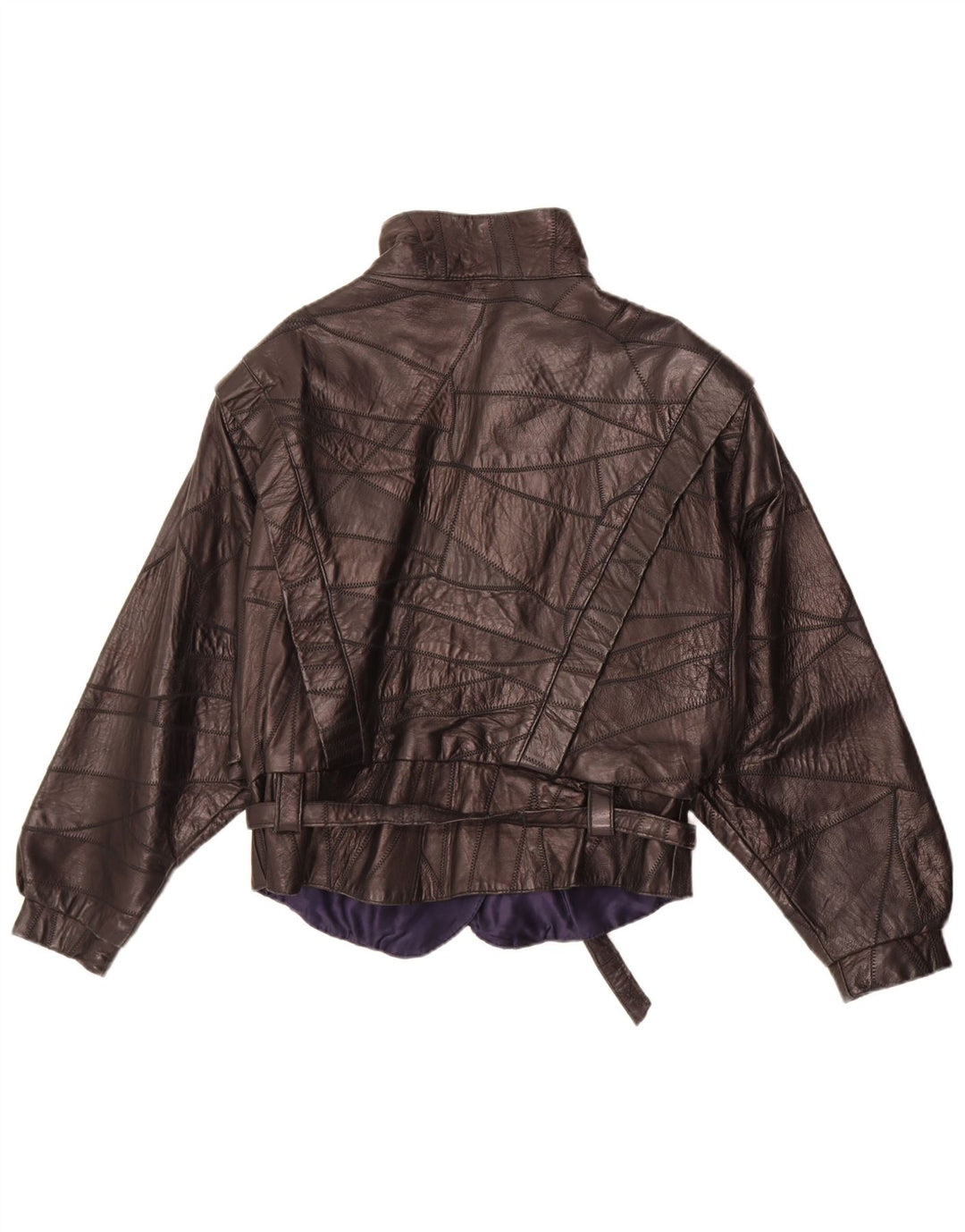 Vintage Womens Leather Jacket UK 12 Medium Black Patchwork