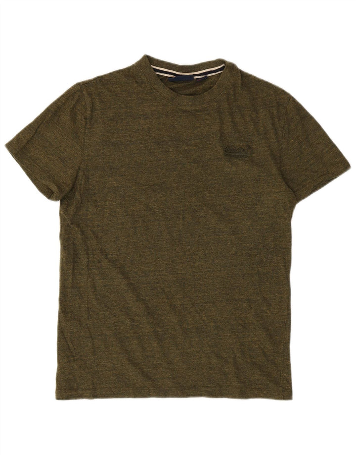 Superdry Mens T-Shirt Top Small Khaki Flecked