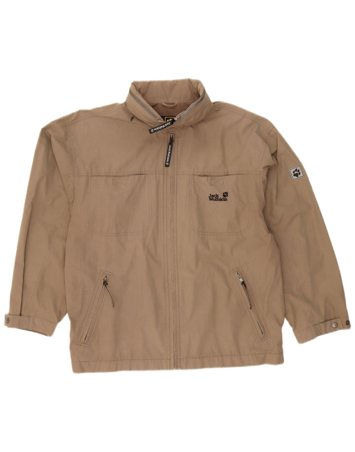 JACK WOLFSKIN Mens Hooded Utility Jacket UK 40/42 Large Brown Polyester