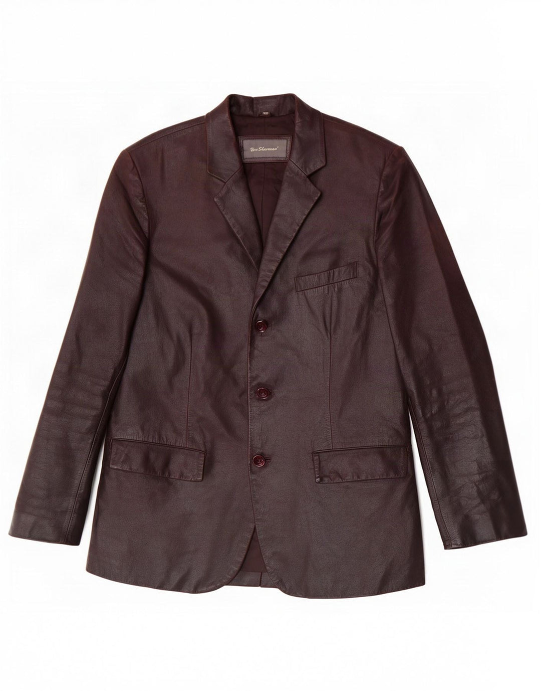 Ben Sherman Mens 3 Button Leather Blazer Jacket UK 38 Medium Brown
