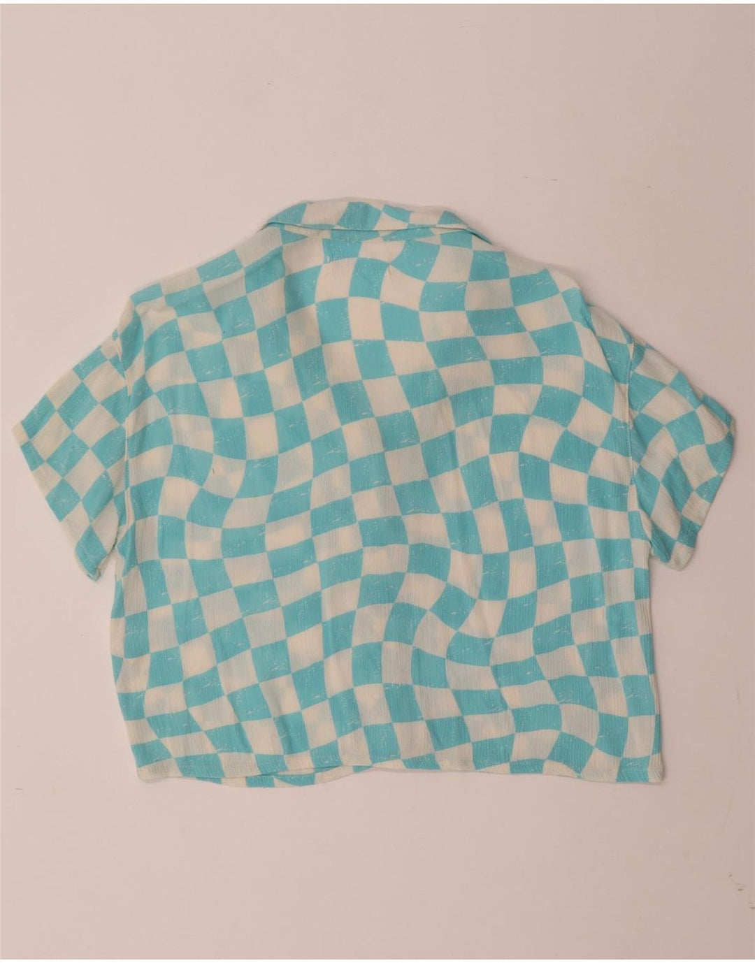 ZARA Girls Short Sleeve Shirt Blouse 11-12 Years Blue Geometric Viscose