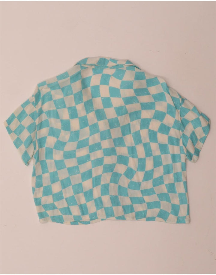 ZARA Girls Short Sleeve Shirt Blouse 11-12 Years Blue Geometric Viscose