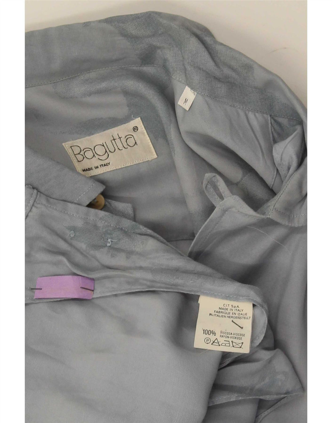 Bagutta Mens Abstract Pattern Short Sleeve Shirt Medium Grey Viscose