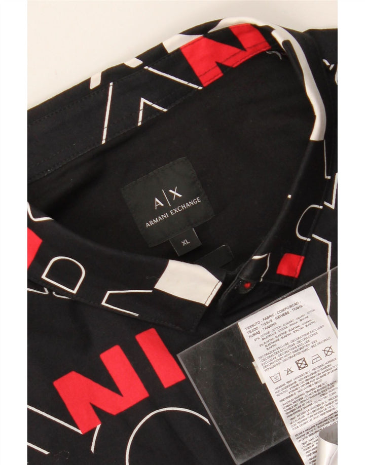 ARMANI EXCHANGE Mens Abstract Pattern Graphic Shirt XL Black Cotton