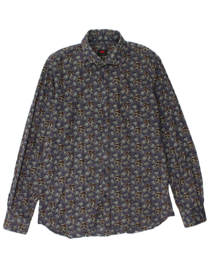 CARRERA Mens Shirt Medium Purple Floral Cotton