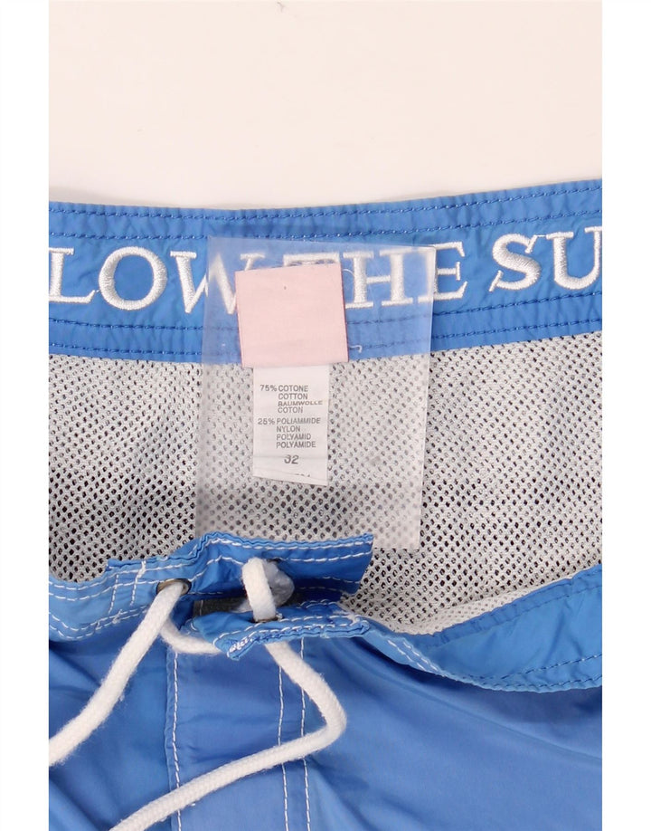 SUNDEK Mens Swimming Shorts Medium Blue Colourblock Cotton