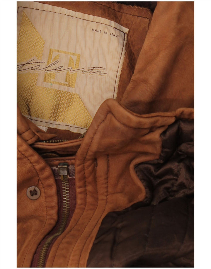 VINTAGE Mens Leather Coat UK 42 XL Brown