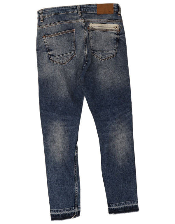 Zara Mens Distressed Slim Jeans EU 38 Small W30 L27 Blue Cotton