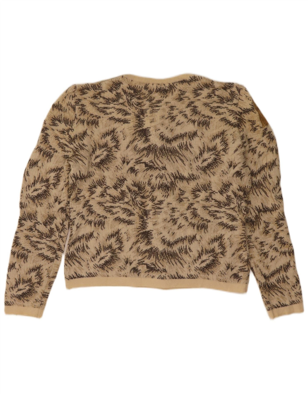 Roccobarocco Womens Abstract Pattern Cardigan Sweater UK 8 Small Beige