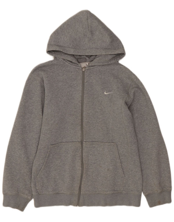 NIKE Boys Zip Hoodie Sweater 12-13 Years Large Grey Cotton