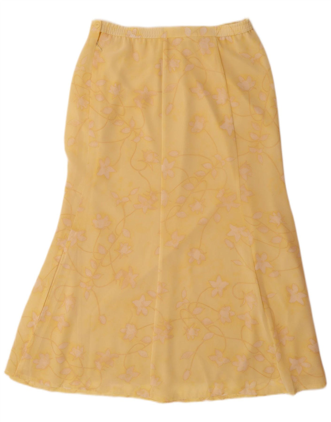 JACQUES VERT Womens A-Line Skirt UK 12 Medium W30  Yellow Floral Polyester