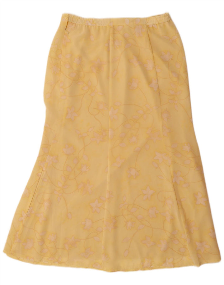 JACQUES VERT Womens A-Line Skirt UK 12 Medium W30  Yellow Floral Polyester