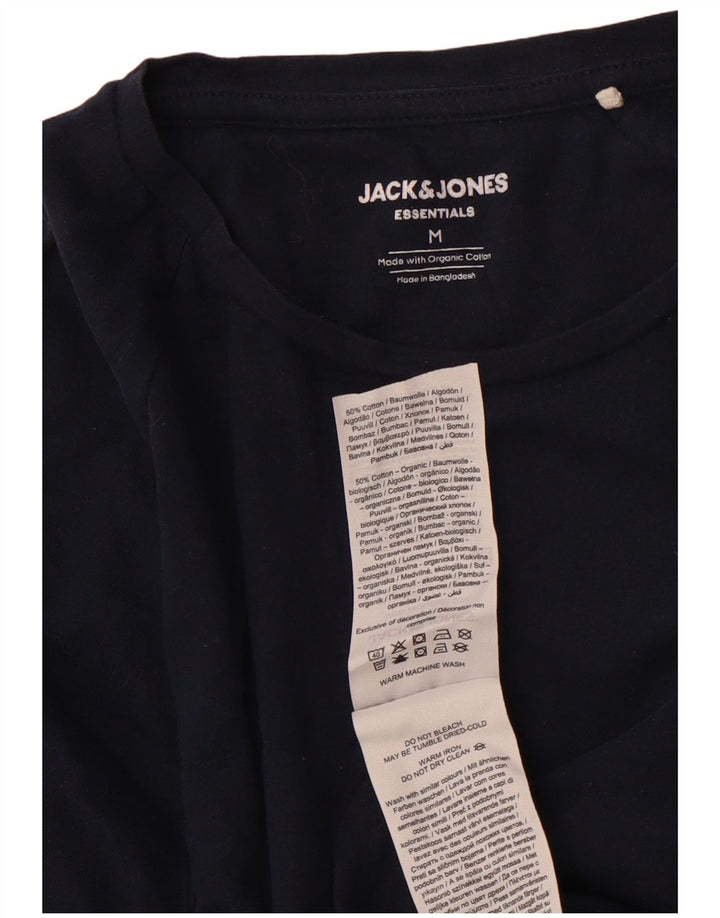 JACK & JONES Mens T-Shirt Top Medium Navy Blue Cotton