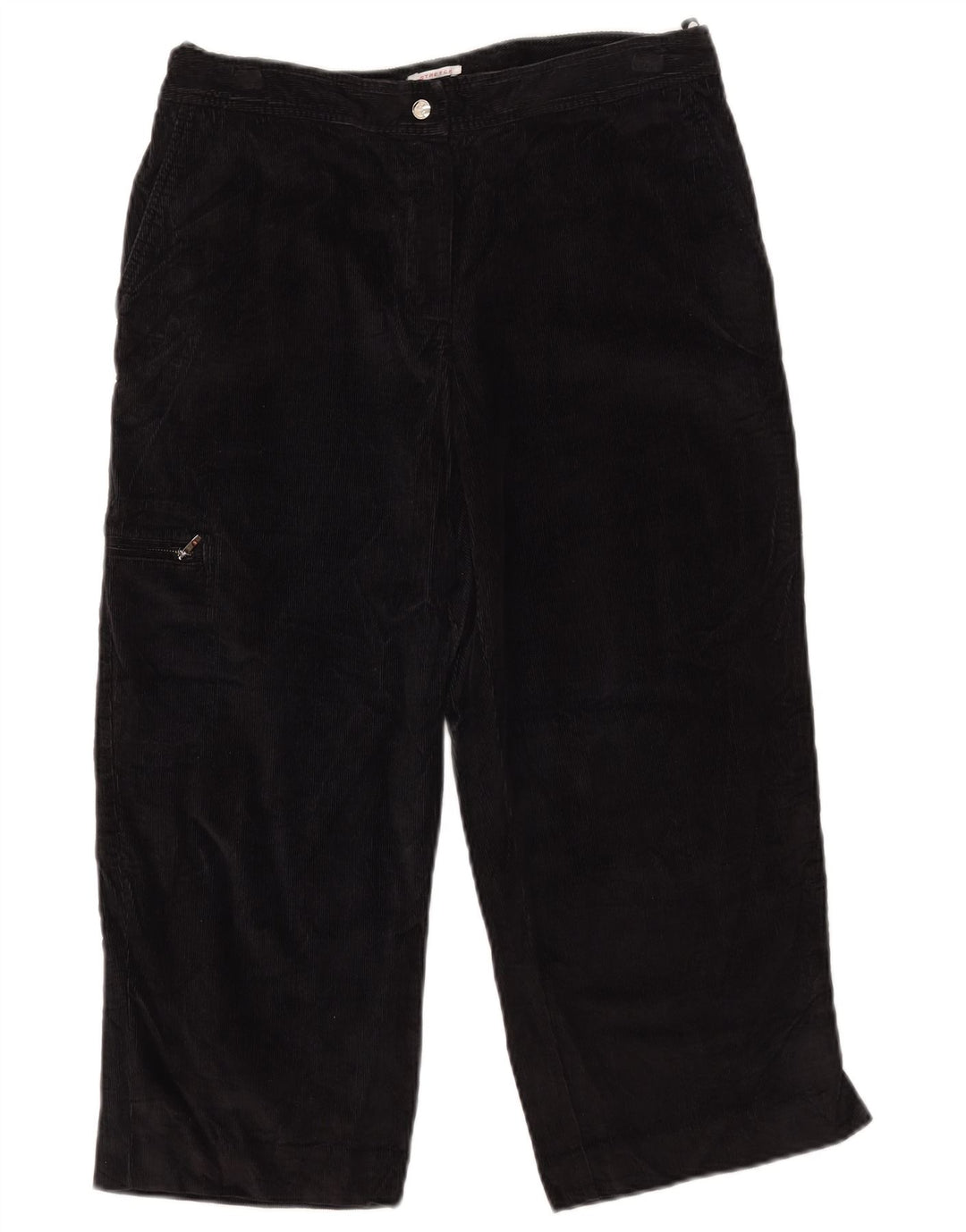 Izod Womens Capri Cargo Corduroy Trousers US 8 Medium W30 L22 Black Cotton