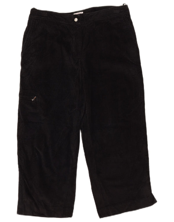 Izod Womens Capri Cargo Corduroy Trousers US 8 Medium W30 L22 Black Cotton