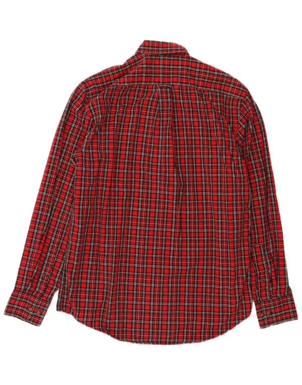 IZOD Mens Shirt Small Red Check Cotton