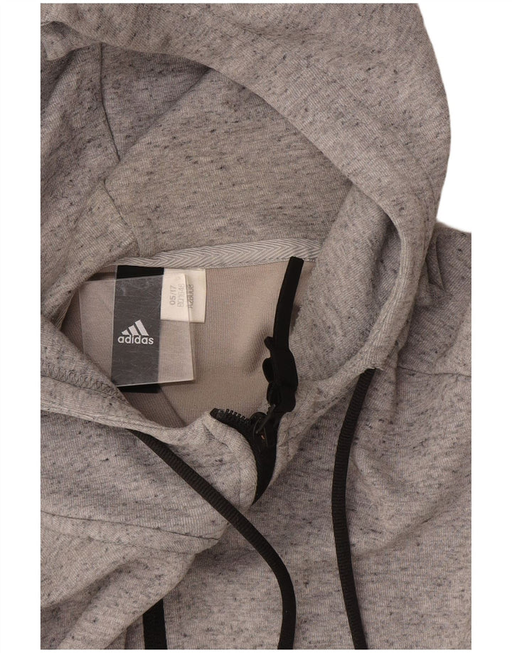 Adidas Mens Graphic Zip Hoodie Sweater Medium Grey Flecked