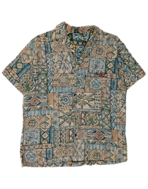 Rip Curl Mens Short Sleeve Shirt Medium Blue Patchwork