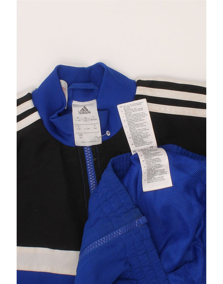 Adidas Boys Tracksuit Top Jacket 9-10 Years Blue Colourblock Polyester