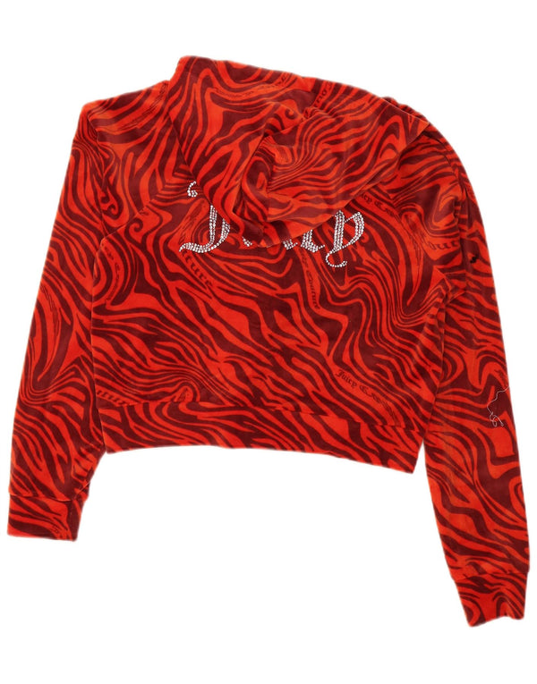 Juicy Couture Womens Crop Zip Hoodie Sweater UK 16 Large Orange