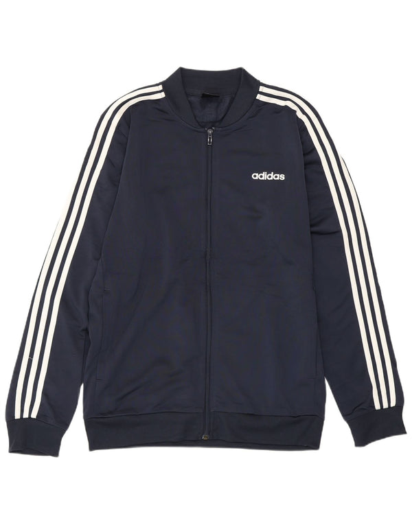ADIDAS Mens Tracksuit Top Jacket Medium Navy Blue Polyester