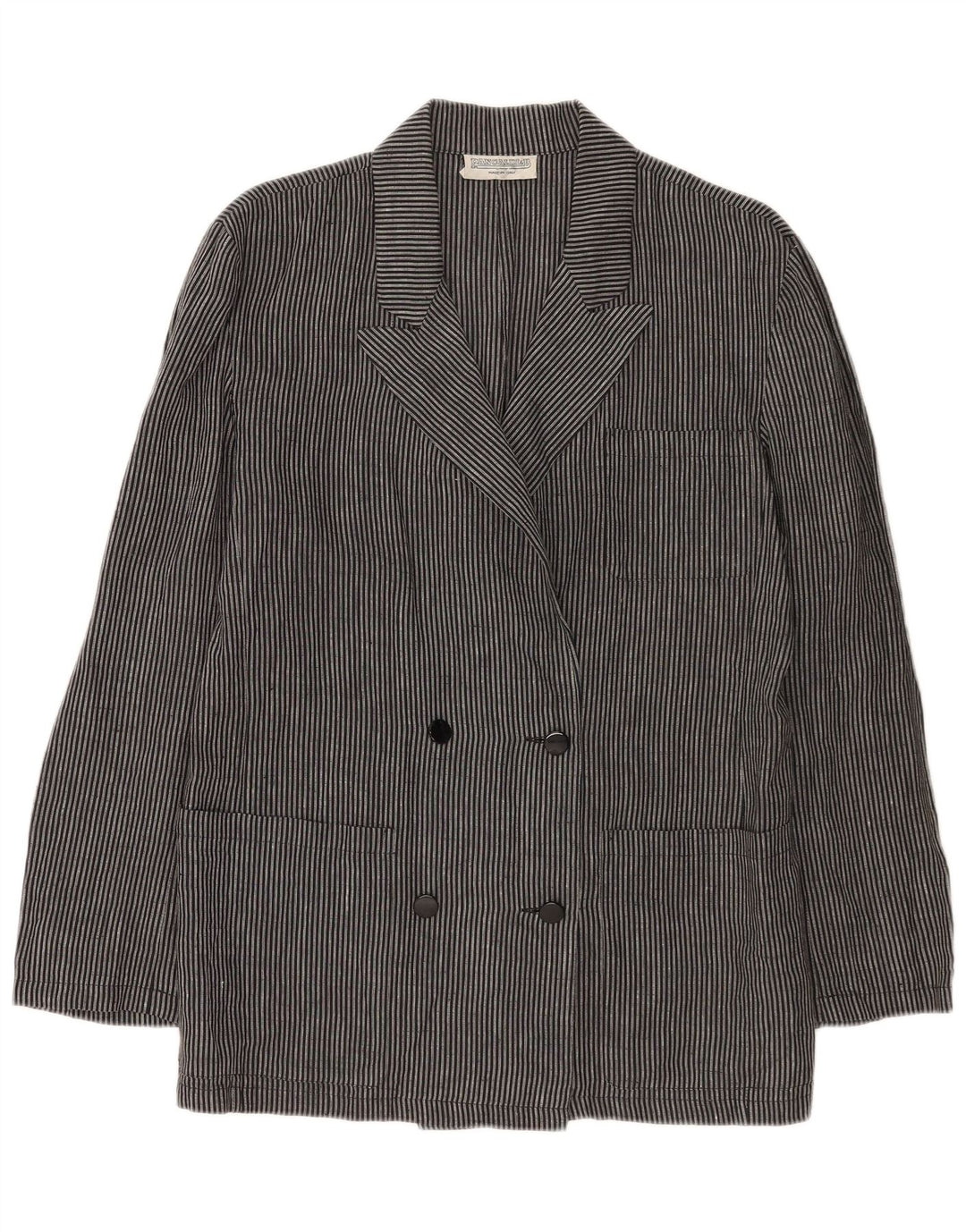 Pancaldi & B Womens Blazer Jacket UK 16 Large Grey Pinstripe