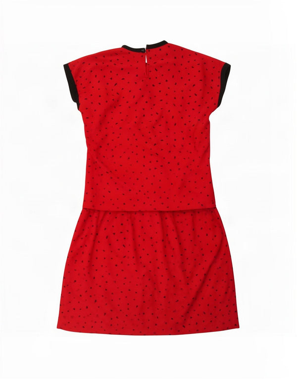 St Michael Womens 2 Piece Skirt Set UK 10 Small W26 Red Spotted Polyester