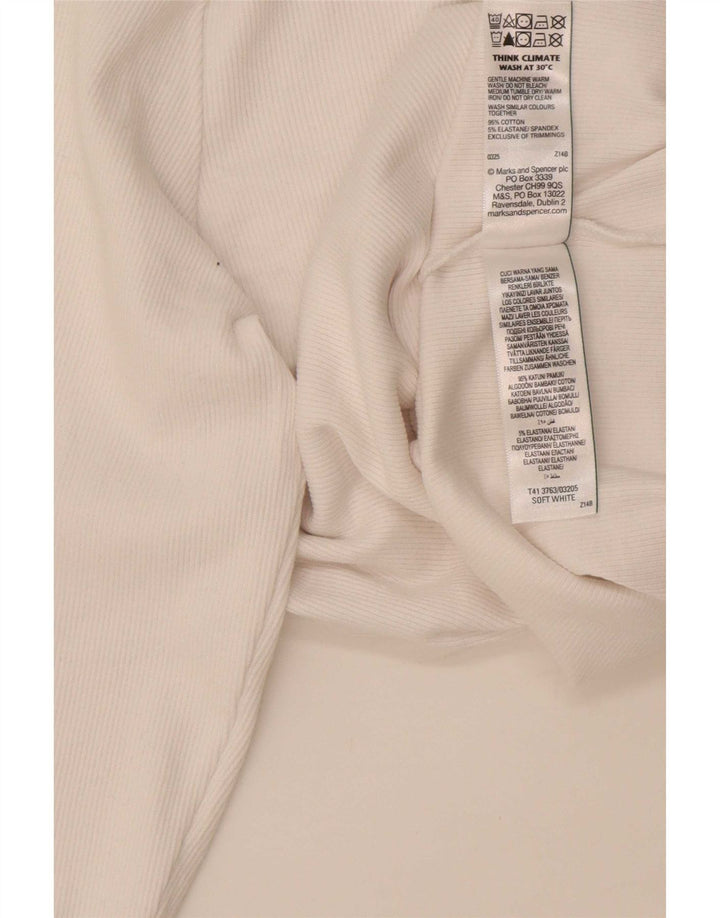 Marks & Spencer Womens Top Long Sleeve UK 16 Large White Cotton