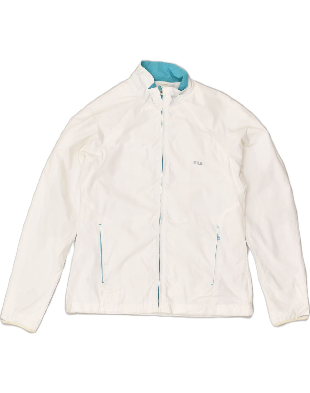 FILA Womens Tracksuit Top Jacket UK 14 Medium White Polyester | Vintage Fila | Thrift | Second-Hand Fila | Used Clothing | Messina Hembry 