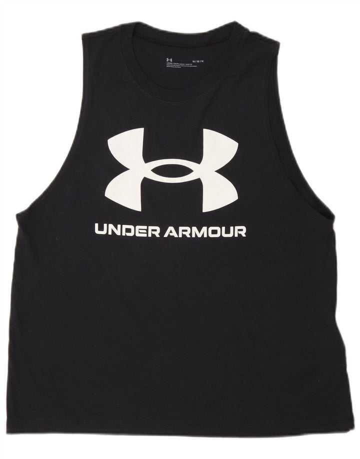 Under Armour Womens Graphic Vest Top UK 14 Medium Black Cotton